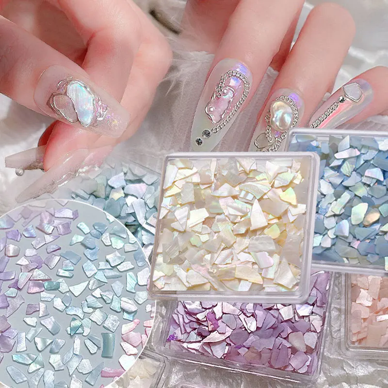 1 Box Shell Nail Art Deco Irregular Shell 3D Gem Glitter Piece Decal DIY nail decoration deco ongles nail charms