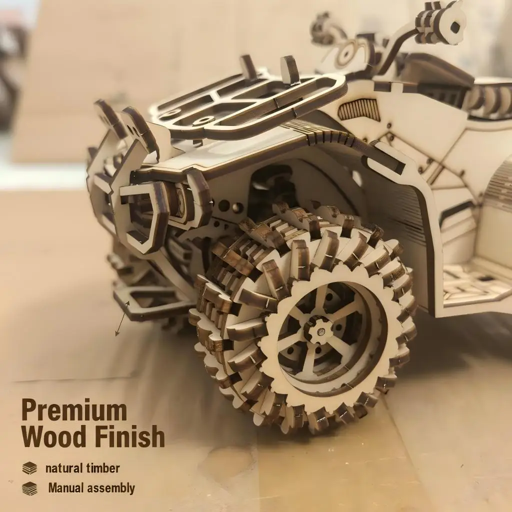 OUZEY DIY zand- en strandvoertuig 3D houten puzzel - lasergesneden modelbouwset, creatief montagespeelgoed voor kinderen