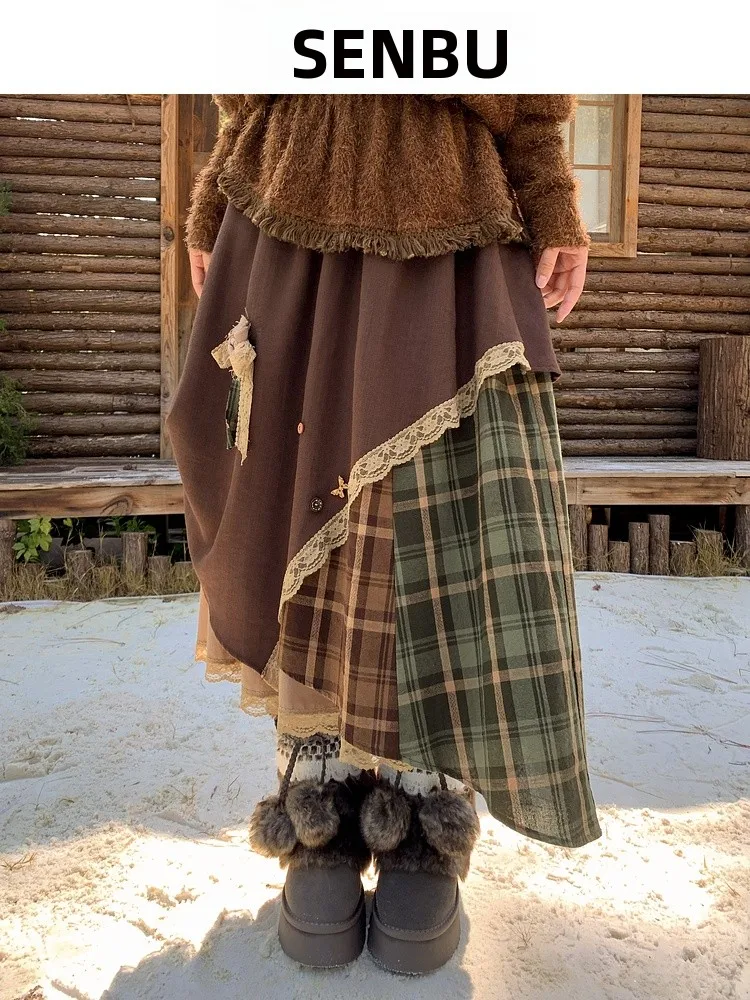 jupe-retro-a-carreaux-f-tenue-de-voyage-epissure-asymetrique-taille-haute-jupe-trapeze-pour-femmes-automne-hiver-par-sen-nv-tribu
