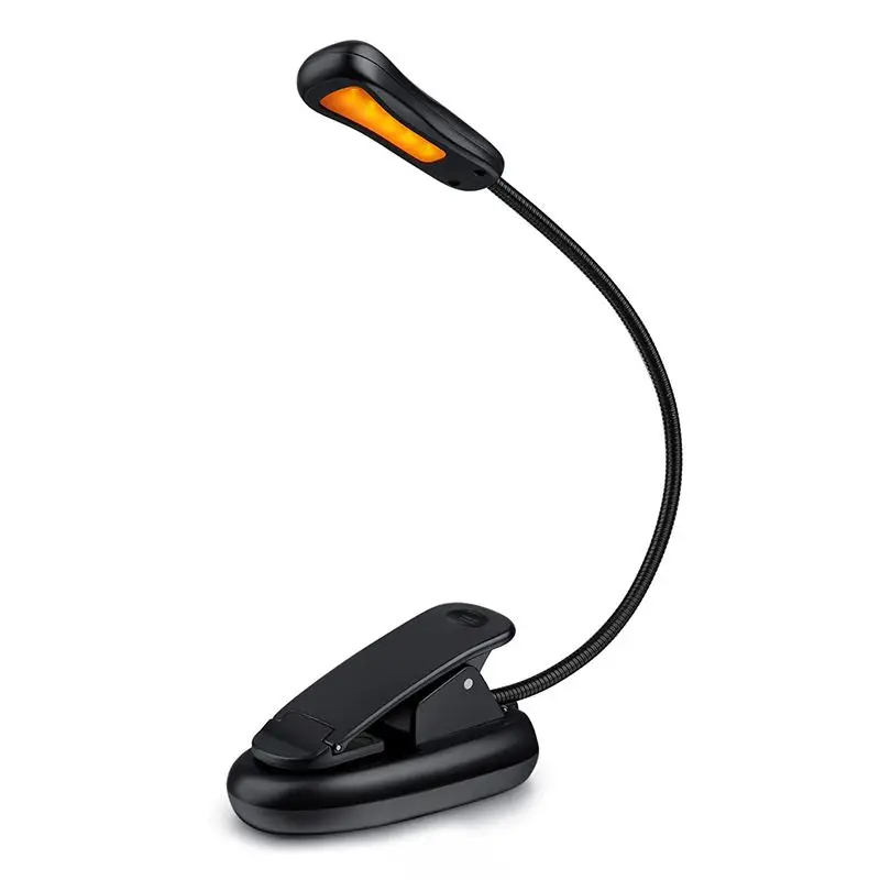 Rechargeable Amber 5 LED Book Light,Music Stand Light,Easy Clip-on Blue Light Blocking Reading Light,3 Brightness Levels 보면대 라이트