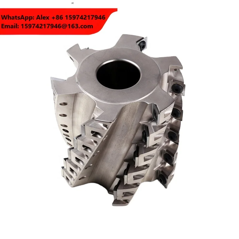 For 90mm*35mm*100mm Heavy Duty Helical Spiral Planer Cutterhead With Carbide Indexable Inserts For Solid Wood Planing