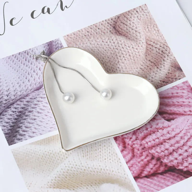 2pc Jewelry Plate, Ceramic Cat-shaped Jewelry Storage Plate. Ring, Necklace Accessory Storage, Desk Key  Miscellaneous Storage