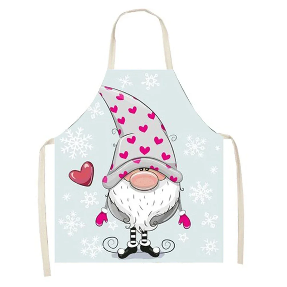 1Pcs Cute Gnome Pattern Apron Women Men Chef Waiter Cafe Shop BBQ Hairdresser Aprons Kitchen Housework Accessories 38x47cm