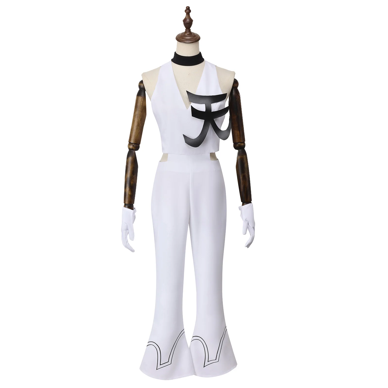 

Panty Stocking Polyester Cosplay Costume Male Angel White Jumpsuit Uniform With Gloves Set Halloween Carnival Party Uniform Set