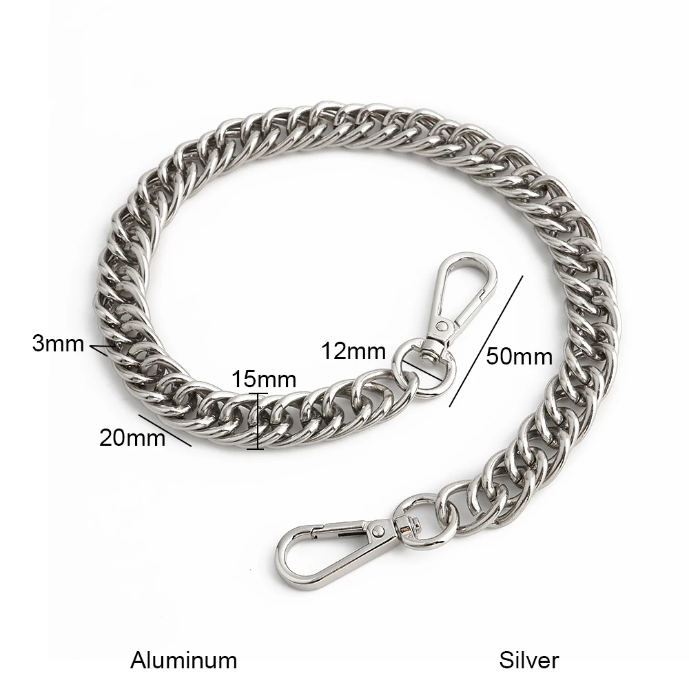 2PCS 10mm 15mm Metal Bag Chain Underarm Shoulder Strap With Hook For Crossbody Handbag Handles DIY Extension Chains Accessories
