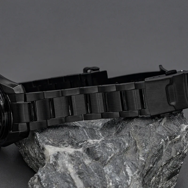 Caixa de relógio preta e pulseira, compatível com relógio mergulhador spb185/187 para nh35 nh36 movimento automático 200m vidro safira à prova d'água