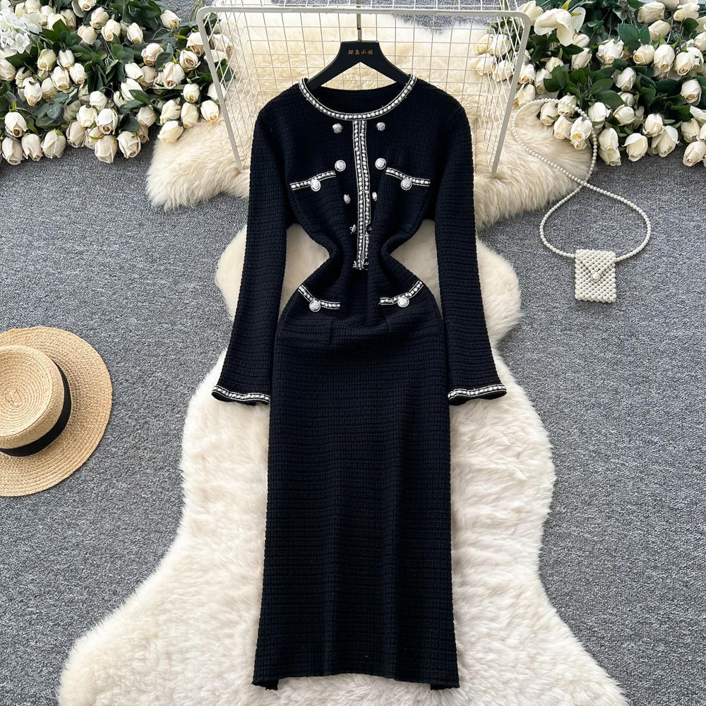 

Women Dresses Long Dress Tight Waist Vestidos Y2k Streetwear Round Neck Full Sleeve Elegant Party Night Work Autumn Winter 2025