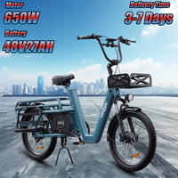ONESPORT OT01 Electric Bike 650W Motor 48V27AH Battery Hydraulic Disc Brake Electrical Bicycle 20*2.6 inch Tire Freight E-Bike