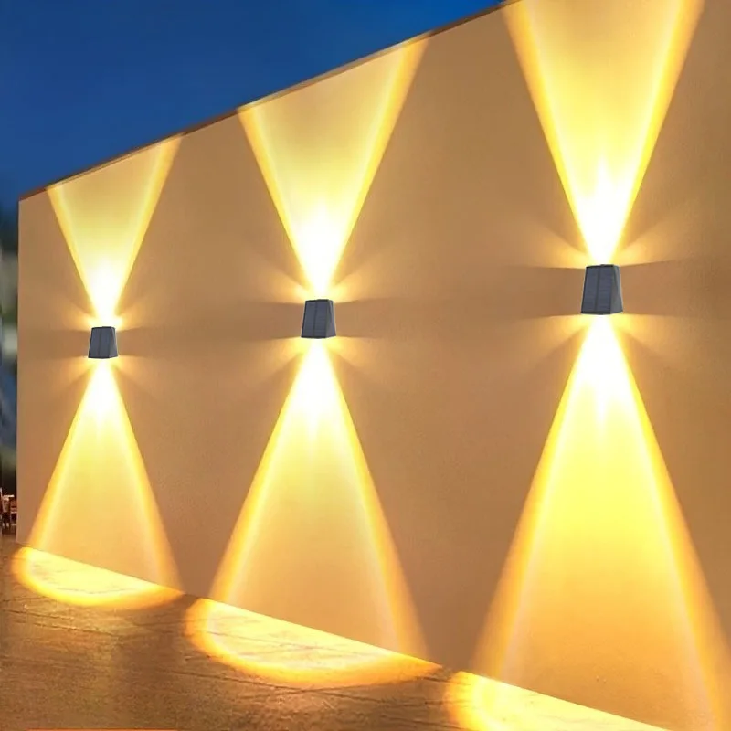 Solar Wall Lights Outdoor 3000K Wall Sconces Up and Down Lighting IP65 Waterproof Solar Lights for House Fence Patio Yard
