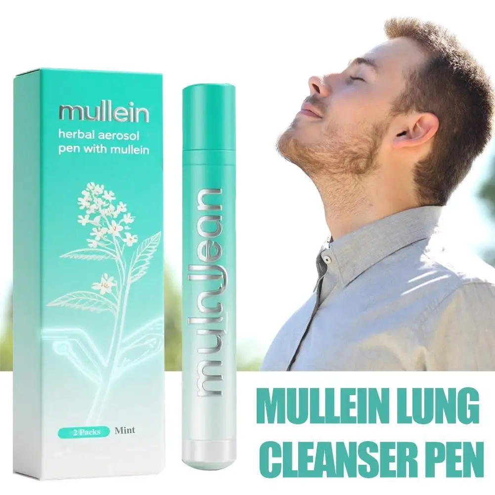 

2 упаковки, очищающее средство для легких Mullein, травяная аэрозольная ручка, дыхание легких, нос с улучшением детоксикации, ингалятор Mullein, освежение дыхания