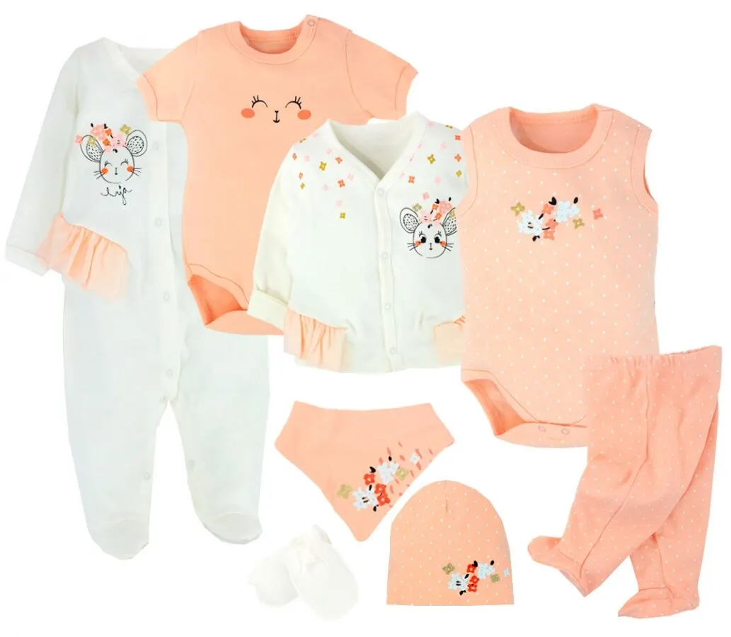 Baby Girl Boy Babies Newborn Clothing 8-pcs Hospital Outlet Custom Fabric Antibacterial Babies Healthy Safe Outfit Sets Dresses