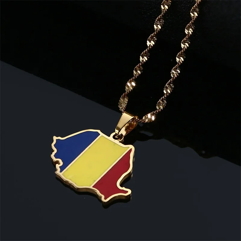 Romania Map Flag Pendant Necklaces Romanian Jewelry