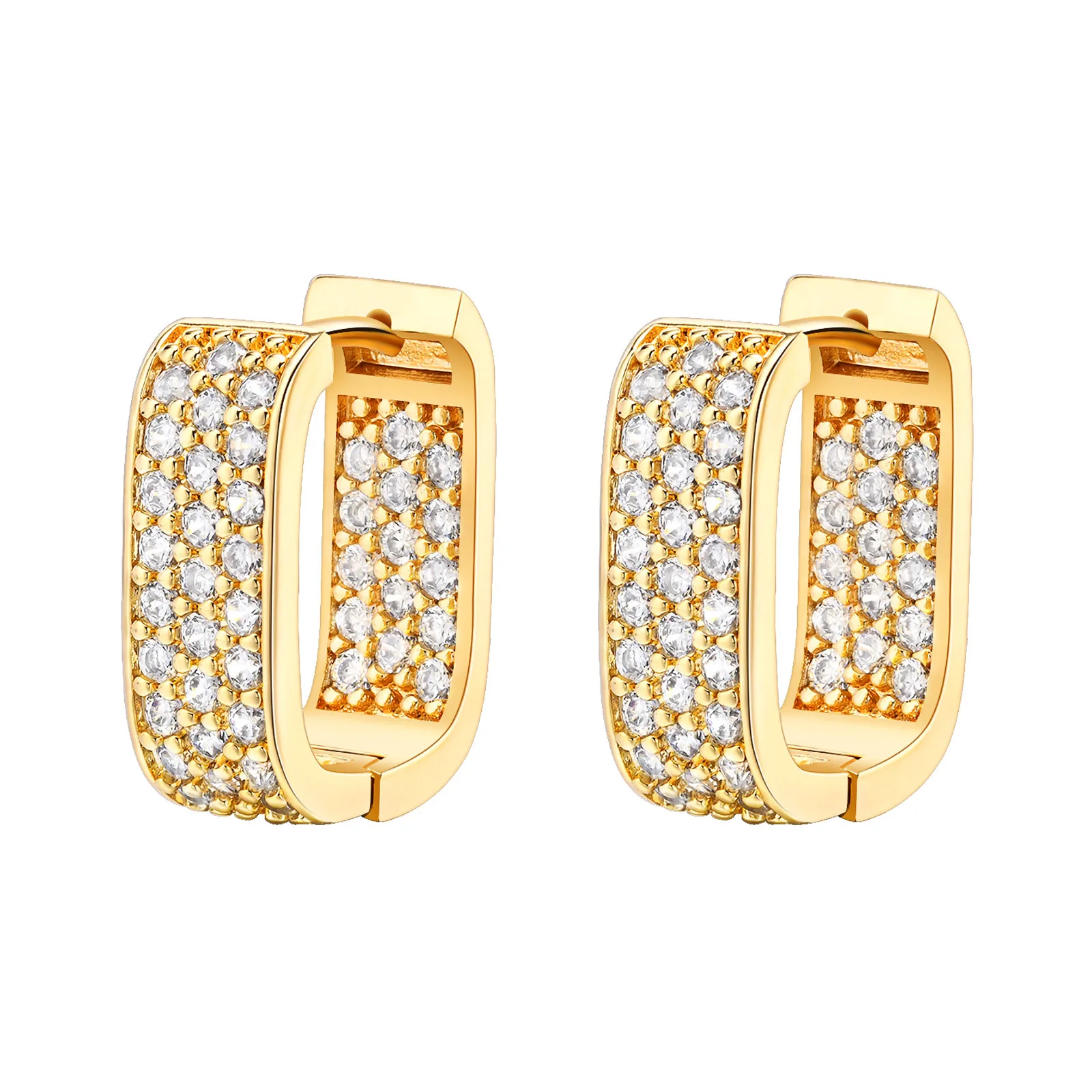 Sparkle Square Cubic Zirconia Huggie Hoop Earring Women, U Shape Minimalist Fashion Earrings Jewelry