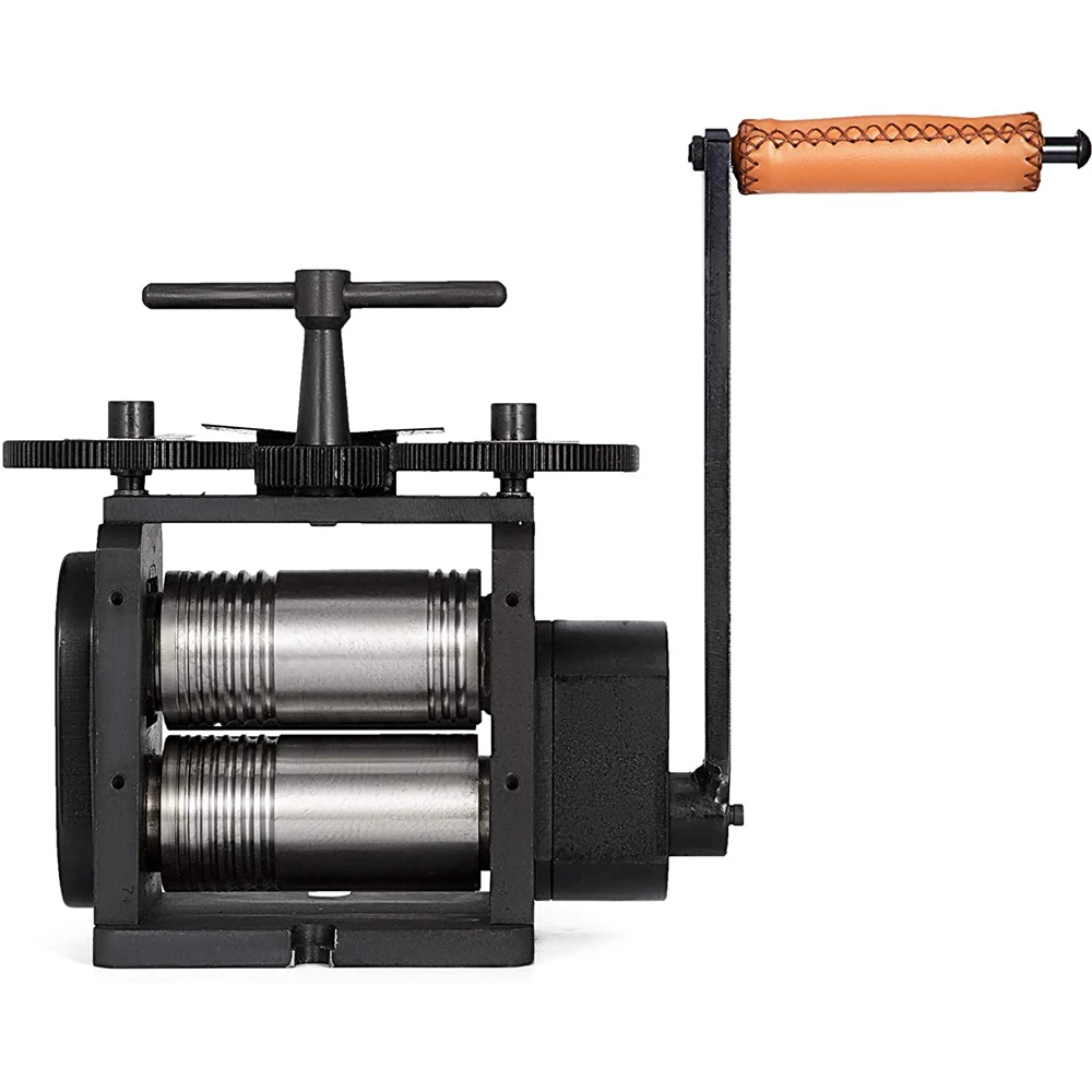 55mm Jewelry Rolling Mill 110mm Multifunction Hand-cranked Rolling Mill for Gold Silver Metal Jewelry Making 4:1 Ratio Sheet Wire Semicircle Jewelry Manual Rolling Mill Machine