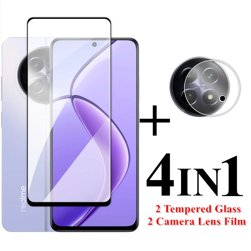 

For Realme 12 5G Screen Protector 6.72 inch Full Cover Glass For Realme 12 Tempered Glass For Realme 12 5G Camera Lens Film