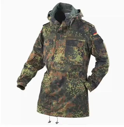 German Flecktarn Camouflage Parka Jacket Men Jungle Coat Green