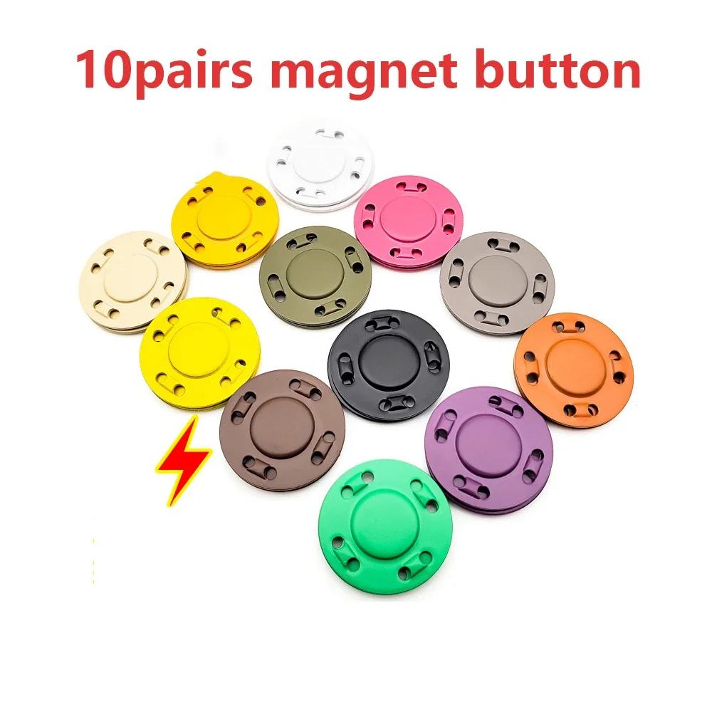 10 Pairs Color Magnet Button Suction Iron  Invisible Hand Sewn Metal Magnetic    Female