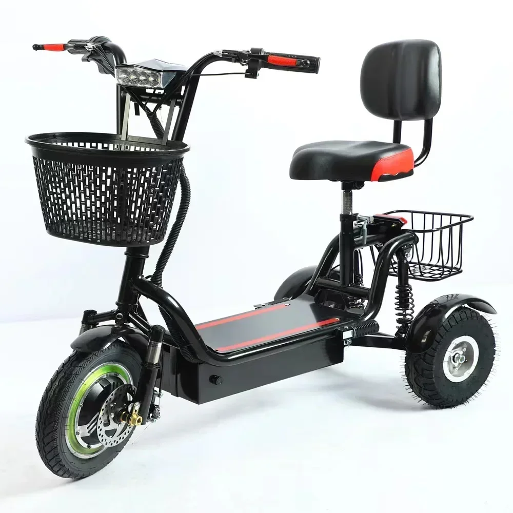 11-Inch Electric Tricycle Outdoor Portable Mobility 350W48V12AH Small Folding With Basket Parent Elderly child  Electric Scooter