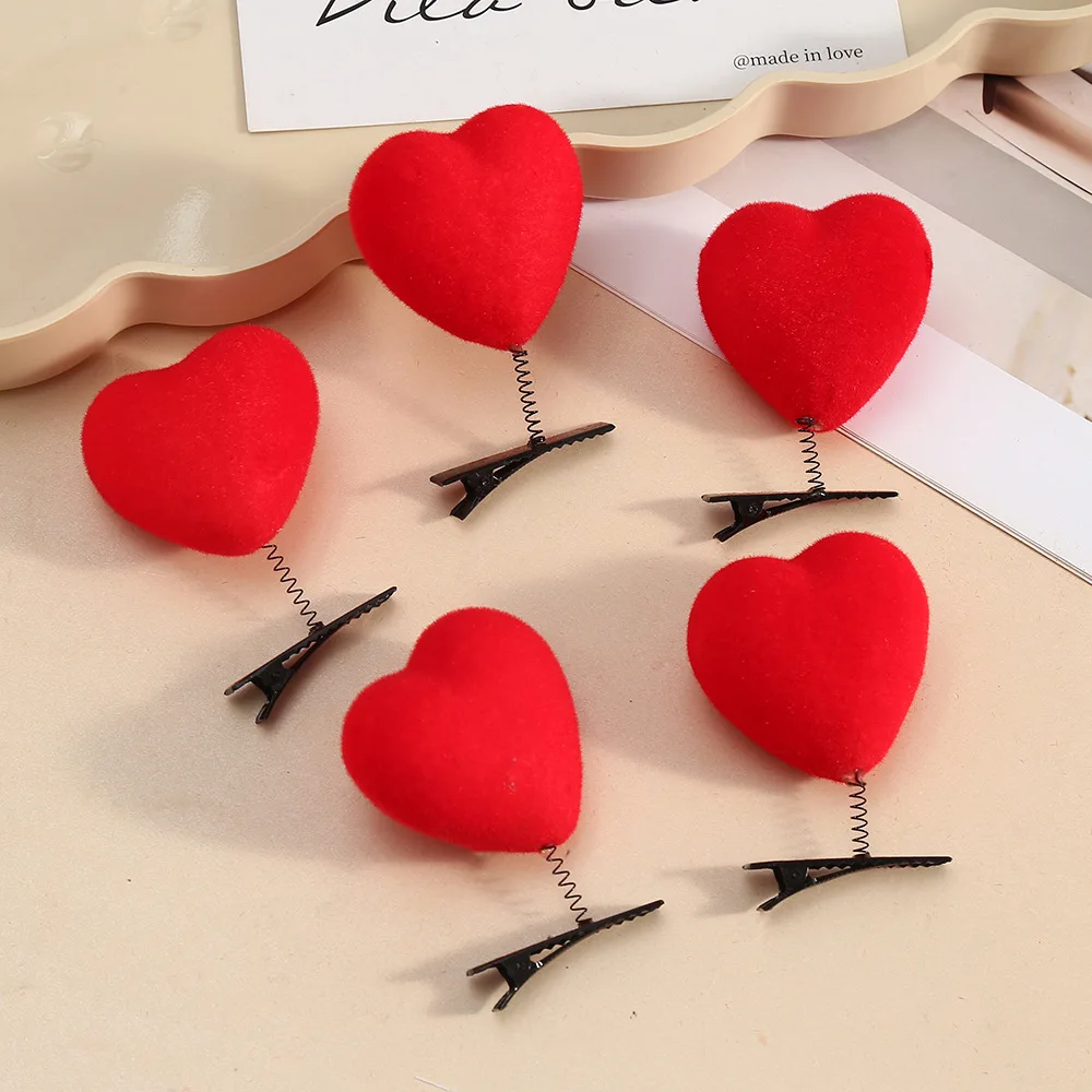 10/20/50/100Pcs Funny Valentines Day red heart hair clip Cute Girls Hair Accessories Party Headwear Ladies' hair accessories