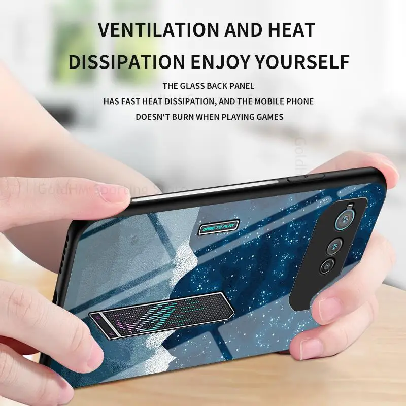 For Asus ROG Phone 6 Tempered Glass Shockproof Phone Case For ROG Phone 6 5 3 2 Gradient Starry Sky Glass Hard Phone Cover Funda - view 3