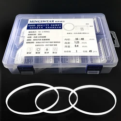 [total 49pcs] White  Gasket 16-40mm Dia High 1.25 Thick 0.4mm Watch Gasket Parts For Front Glass