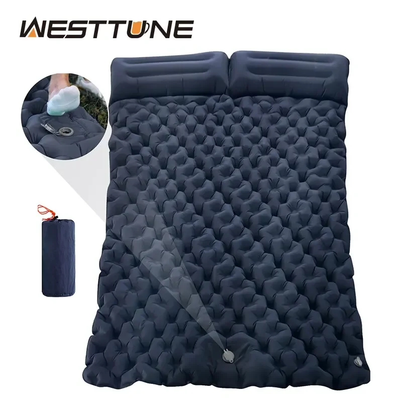 AliExpress Collection WESTTUNE Double Inflatable Mattress with Built-in Pillow Pump Outdoor Sleeping Pad Camping Air Mat for