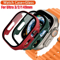 Glass+Cover For Apple Watch Case Ultra 3 2 49mm 45mm 41mm 44mm 40mm 42mm 38mm Tempered Case Screen Protector For Iwatch 9 8 7 SE