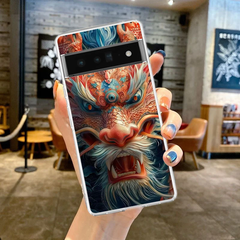 Cartoon Dragon Telefoonhoes Voor Google Pixel 9 8 7 6 5 4 4xl 7a 5a 4a 3a 3a Xl Pro 5G Transparante Siliconen Shell Capa Tas