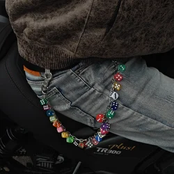 2025 New Model DIY Lucky Colorful Dice Pants Chain Fashionable Men And Women One's Waist Luxury Accessories Hip Hop Key Chain