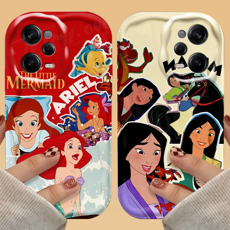 Silicone Phone Case For Xiaomi Redmi Note 13 12 Pro Plus Turbo Speed 12S 12R 11 11S 10 10S 9S 7 8 9 Pro Max Cute Disney Princess