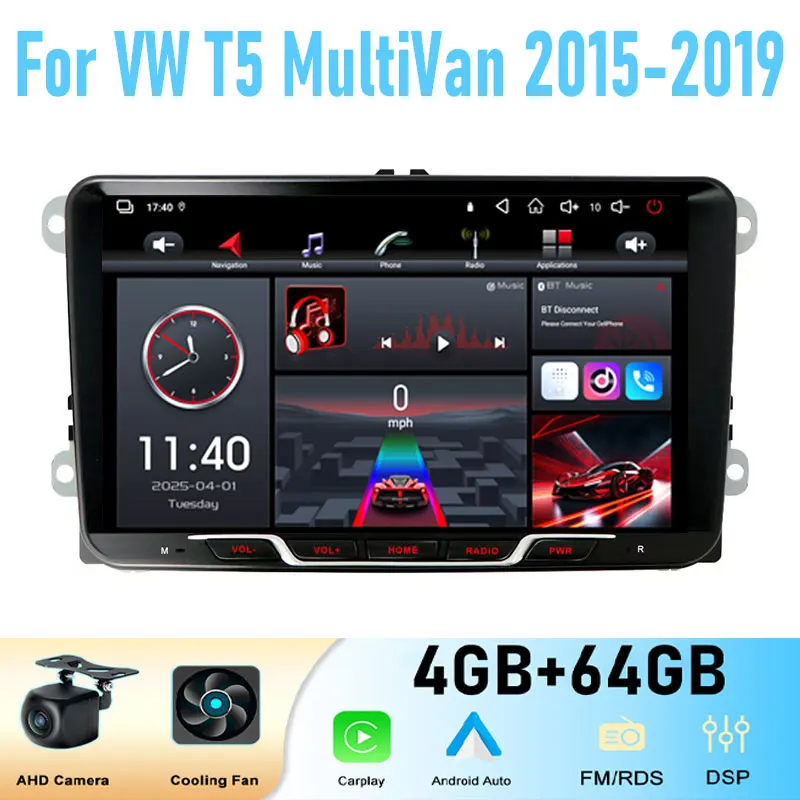 9 "para vw Tiguan 2007-2015 64GB Radio de coche inalámbrico Android 15 GPS unidad principal Carplay sistema inteligente WIFI Google BT