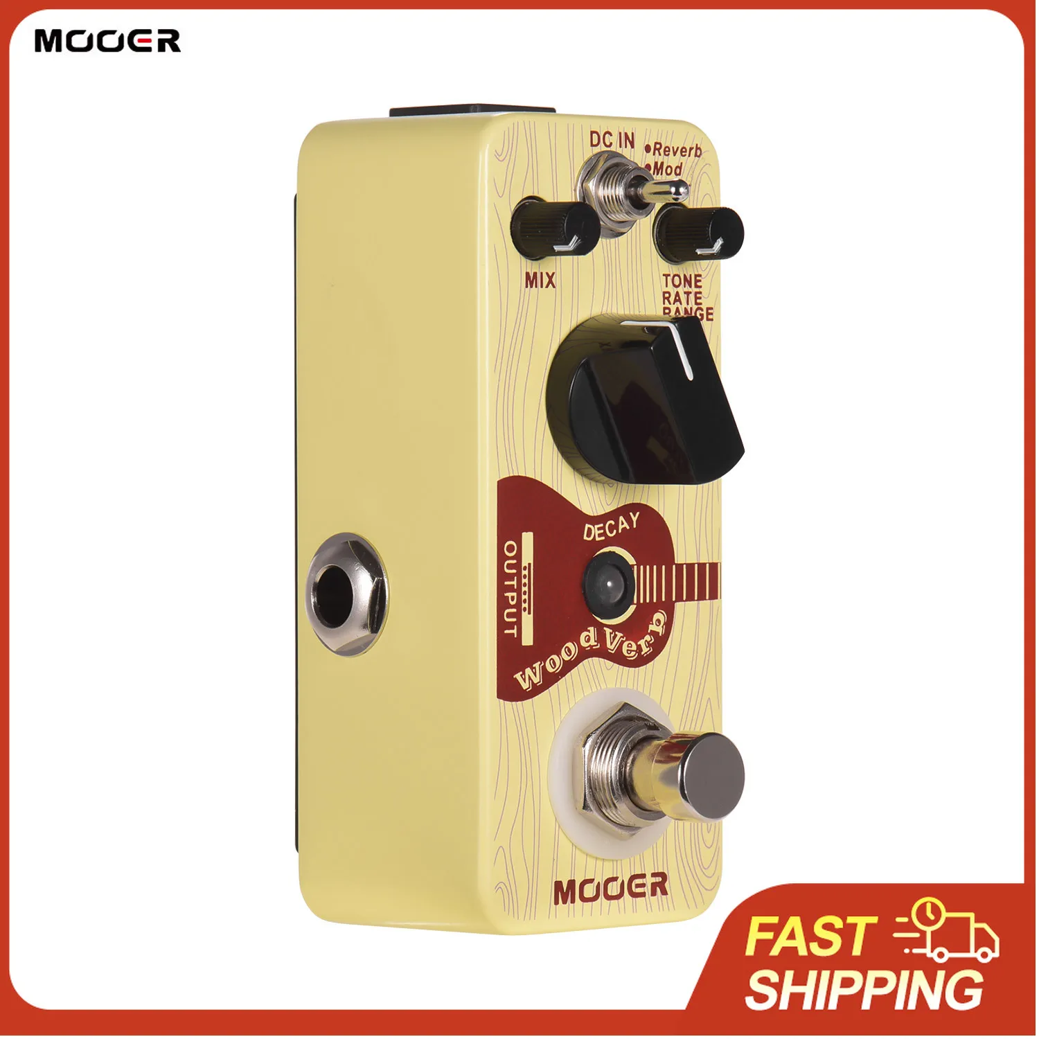 

Педаль реверберации Mooer WoodVerb для акустической гитары, цифровая педаль реверберации с режимами реверберации/модуляции/фильтрации, True Bypass, серия Micro, компактная педаль