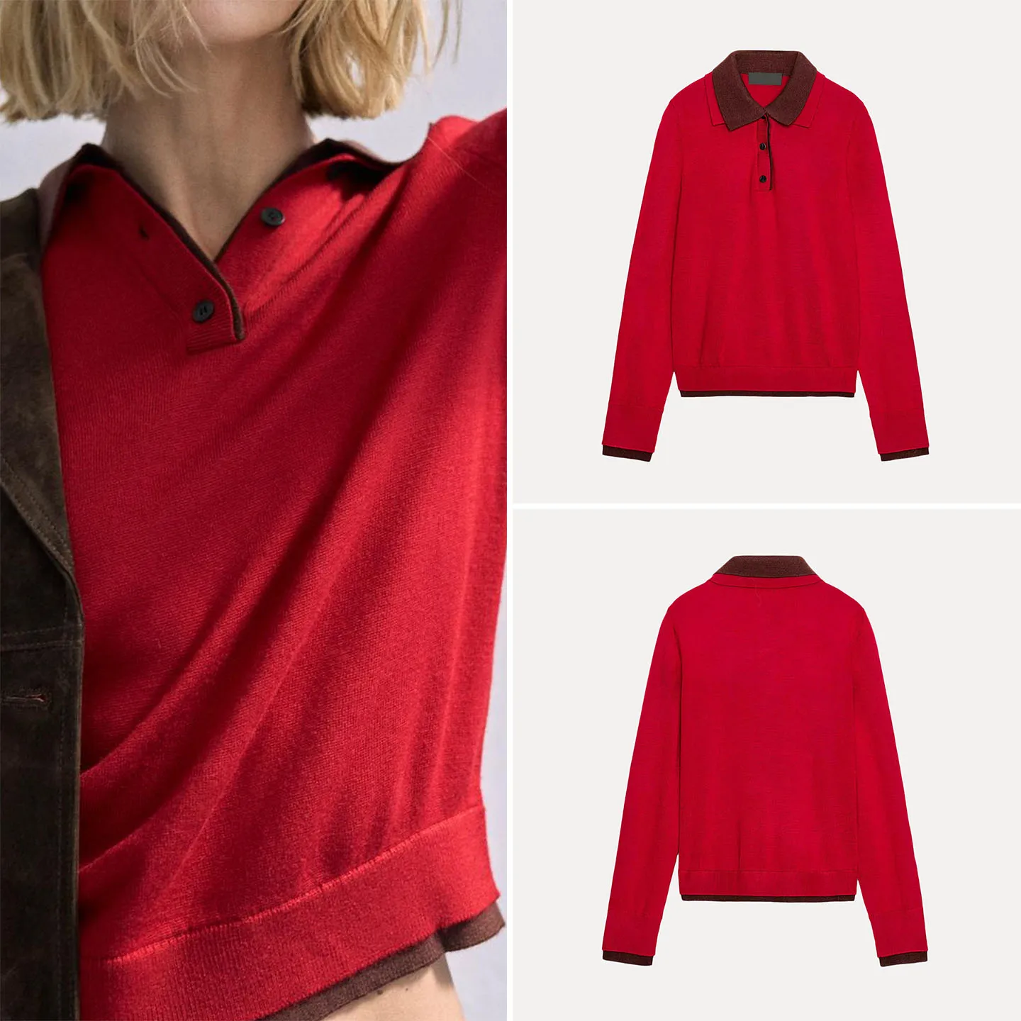 Ele Long Sve Strickwaren Faionable Splicing Design Damen SLE Herbst 2025, Neuankömmling Z Marke Damen Strick...