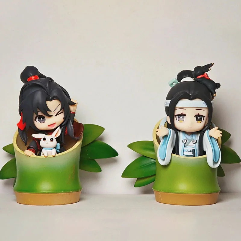 Patriarch of Magic Dao Figure Wei Wuxian Lan Wangji Birthday Series Q Version Bamboo Tube Figurine Anime Toys Kid Gift Ornaments