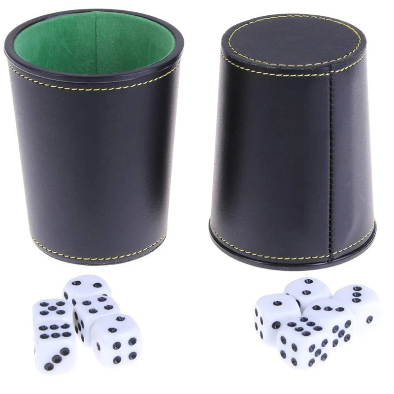 1 Pc PU Leather Dice Cup, Green Flannel Interior Quiet Dice Shaker Cup For Liars Dice/ Farkle/ Yaht-Zee Games, 1 Pcs