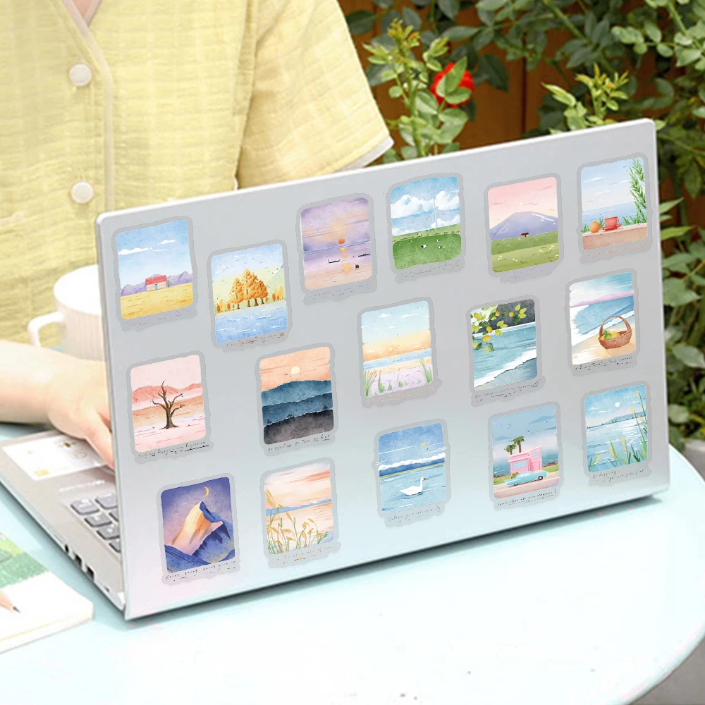 50 Stück Berge & Meere PET-Aufkleber für Laptop, Kühlschrank, Sammelalbum, DIY, ästhetische transparente Aufkleber, kreative Geschenke – Detail 16
