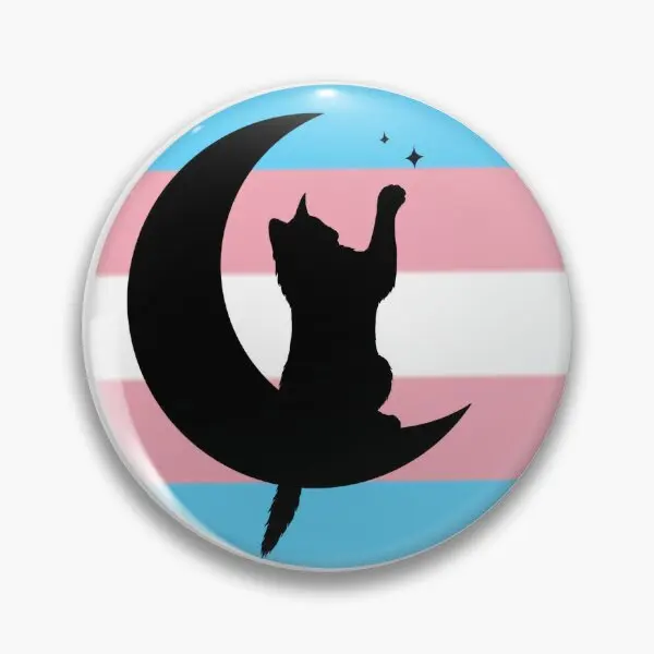 Trans Pride Moon Cat  Soft Button Pin Lapel Pin Jewelry Lover Funny Badge Cute Hat Decor Women Creative Metal Fashion Collar