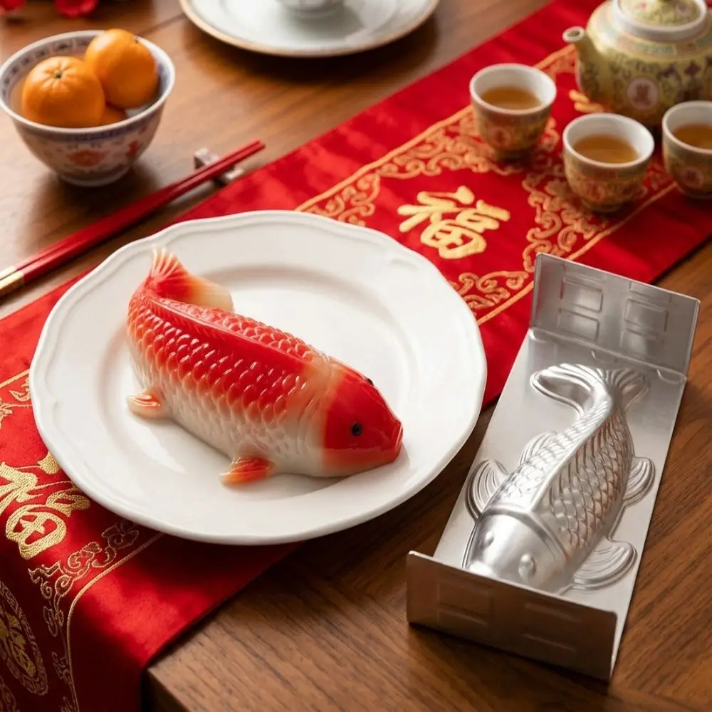 Non-stick Aluminum Fish-Shaped Rice Cake Mold Lightweight Realistic Carp Jelly Mold Heat-resistant DIY Baking Mold
