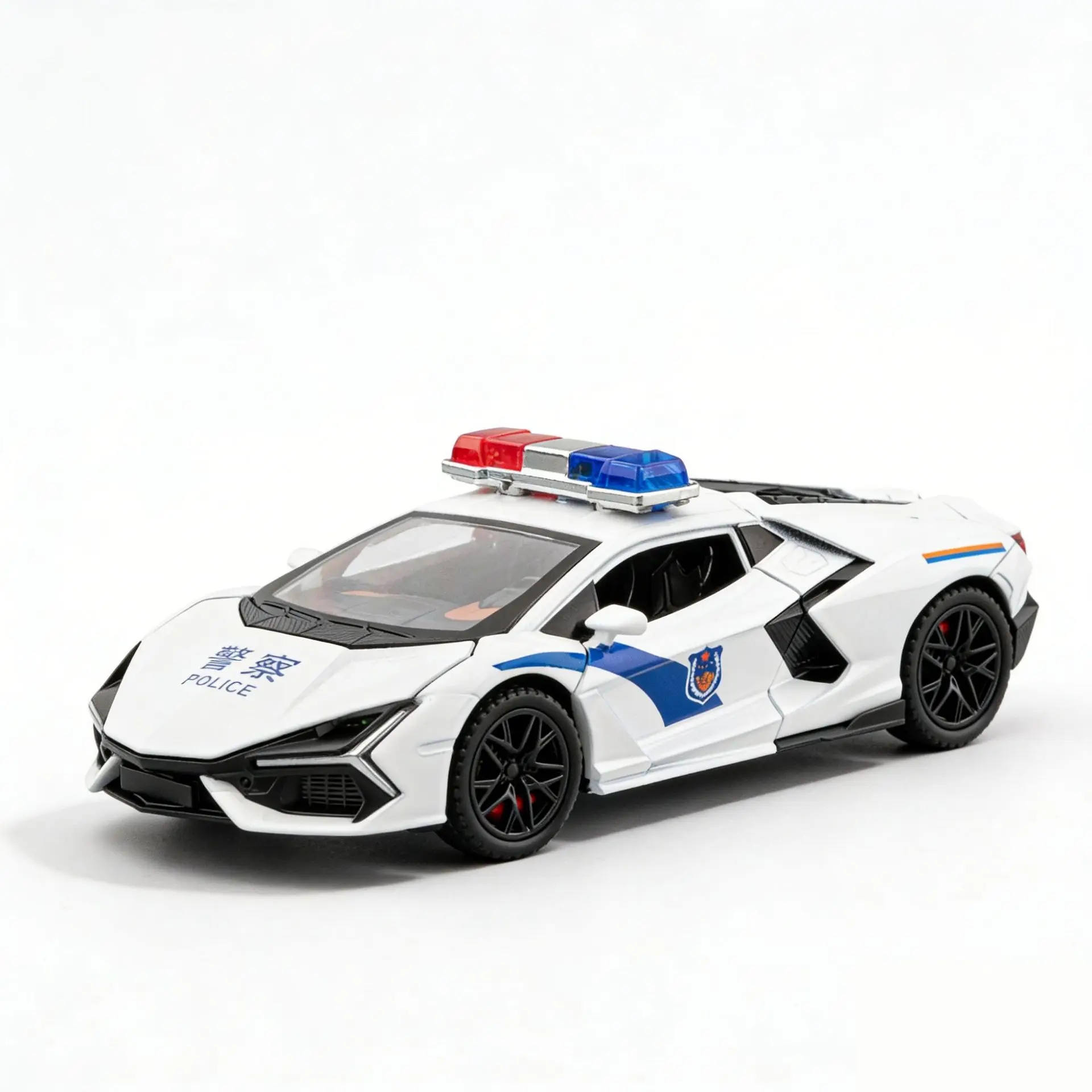 

Che Zhi 1:32 Basket New Daniel Police Car Model Simulation Alloy Children's Sound and Light Pull Back Toy Car Ornament