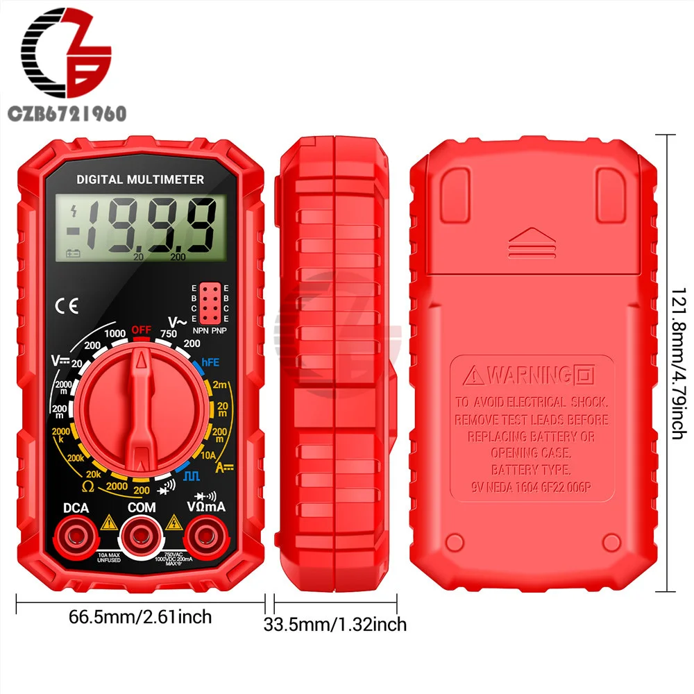 1999 Counts LED Digital Multimeter AC/DC Voltage Current Tester Volt Ohm Multimetro Tester Meter Electrician Inspection Tools