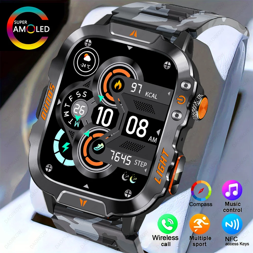 

2025 Rugged Military Smart Watch Men Outdoor Watches lP68 Waterproof 2.01" Al Voice Bluetooth Call Smartwatch For Android lOS