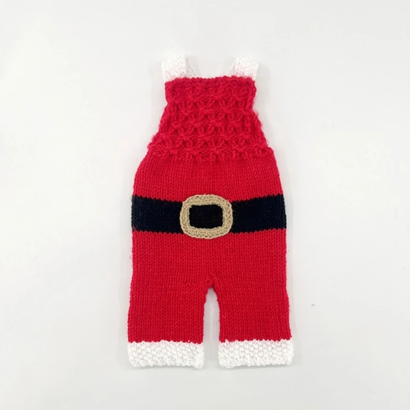 K5DD Pakaian Kostum Santa untuk Bayi Usia 0-1 Bulan Jumpsuit Rajutan Cantik dan Alat Peraga Fotografi Topi Yang Cocok