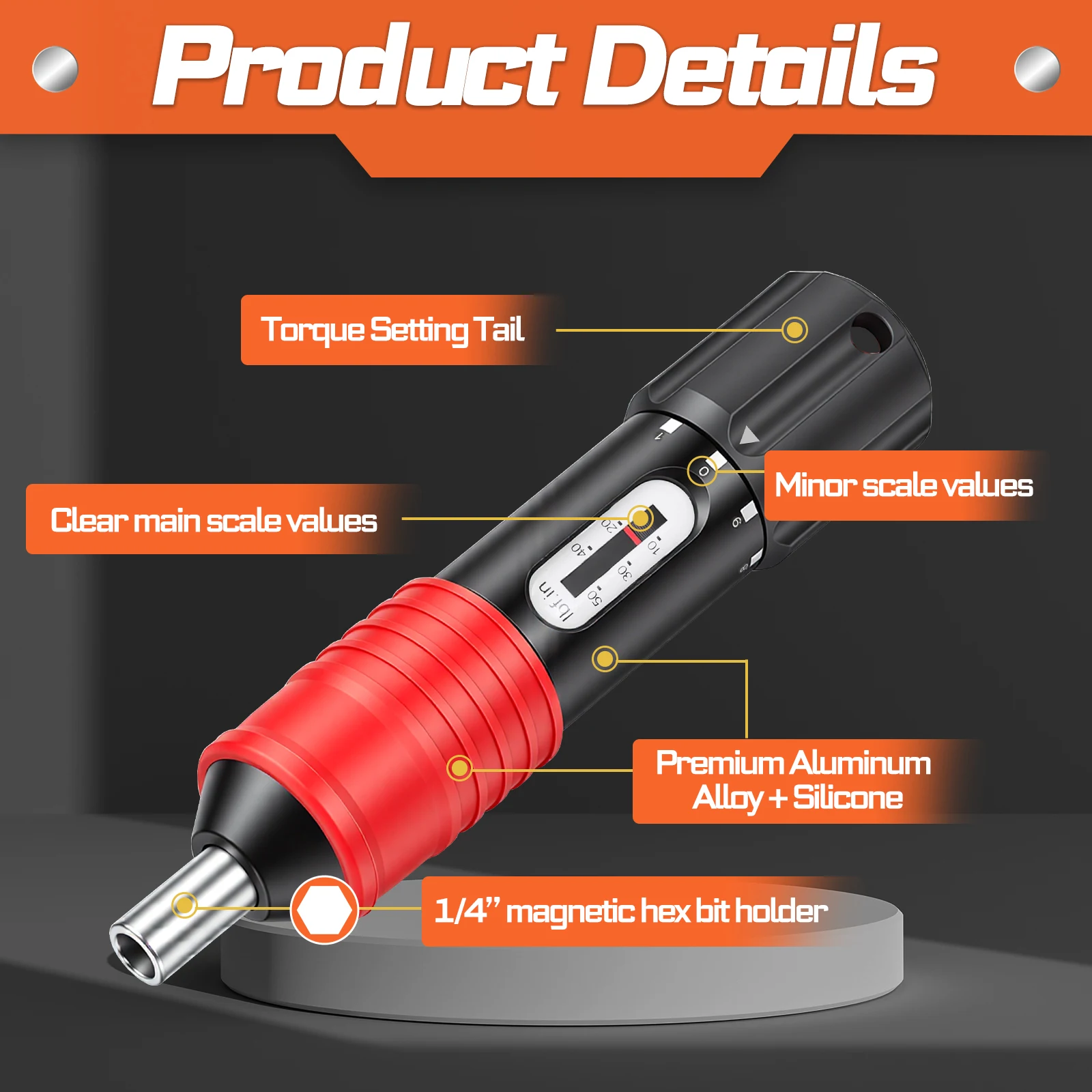 Geinxurn Adjustable Torque Screwdriver Sets,  Aluminum Alloy, 1/4