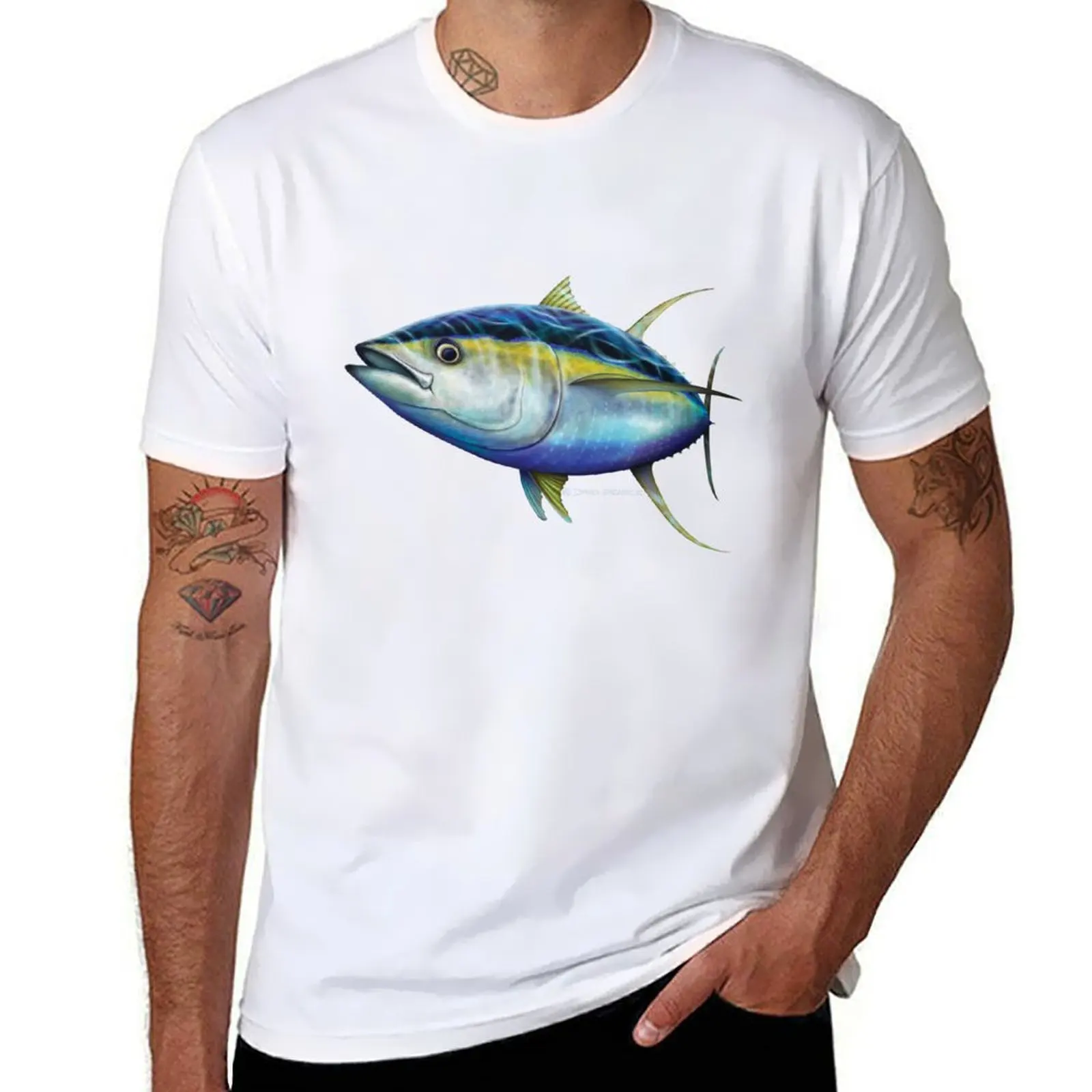 

Yellowfin Tuna T-Shirt man t shirts for men casual black cotton t-shirt plain for man package T-Shirt
