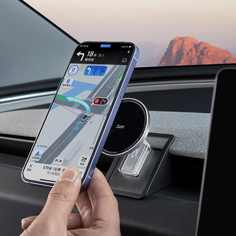 The 3W wireless fast charging magnetic phone holder is suitable for Tesla Model Y/3 new version of the central control screen