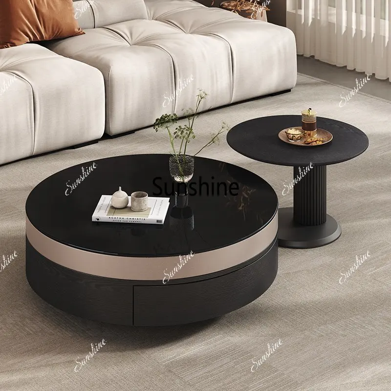 

Modern simple Italian light luxury round tempered glass coffee table