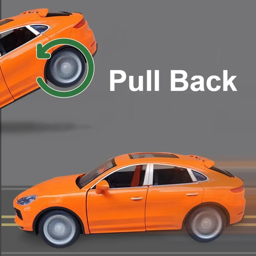 子供のためのカイエンのSUV車モデルおもちゃ、合金ダイキャストドア、オープンシミュレーション、音と光、車両モデル、誕生日プレゼント、1:24スケール