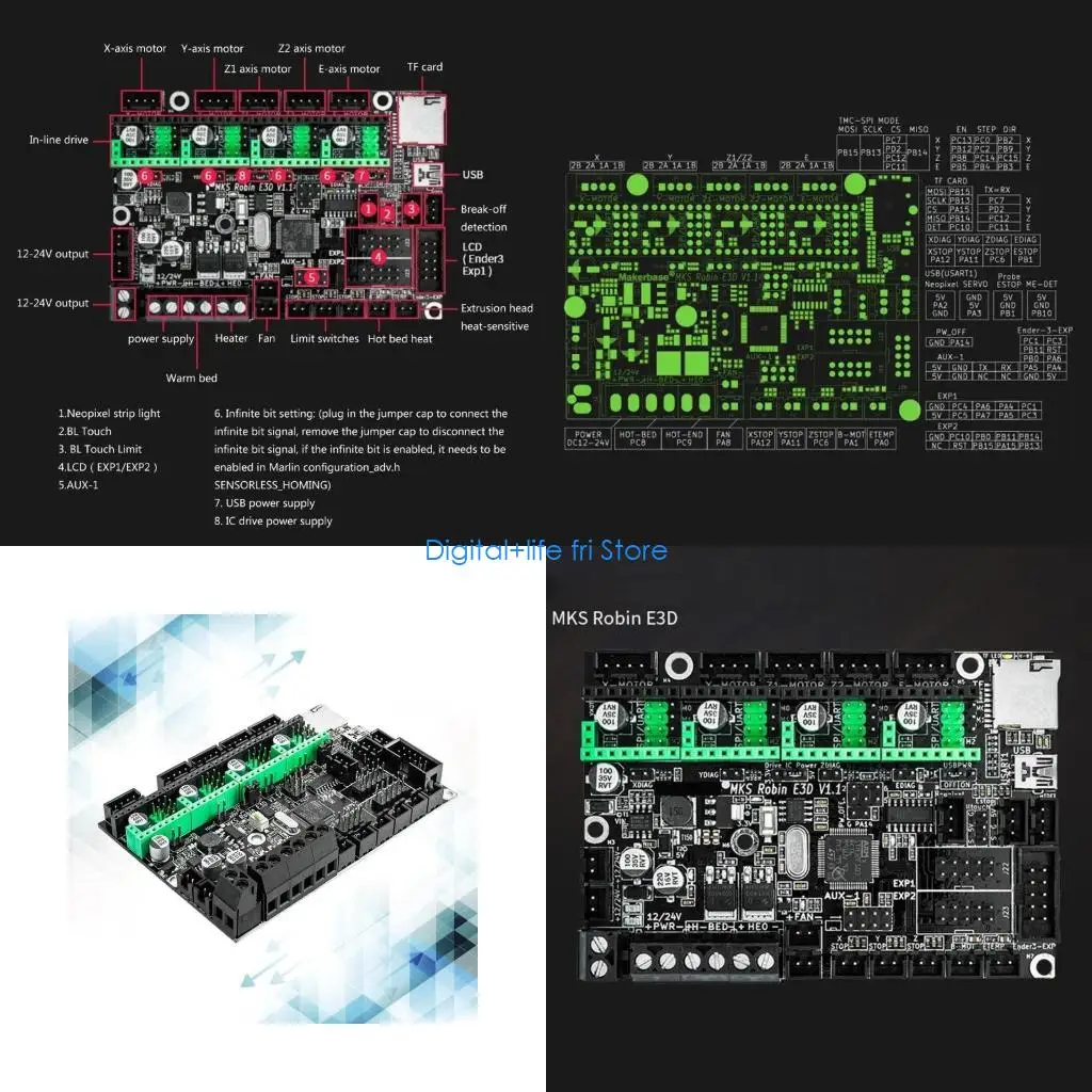 

E06D MKS Robin Control Board 3D Printer 32 Bit Controller Support TS35 Screen Display Motherboard for CR10 Ender3