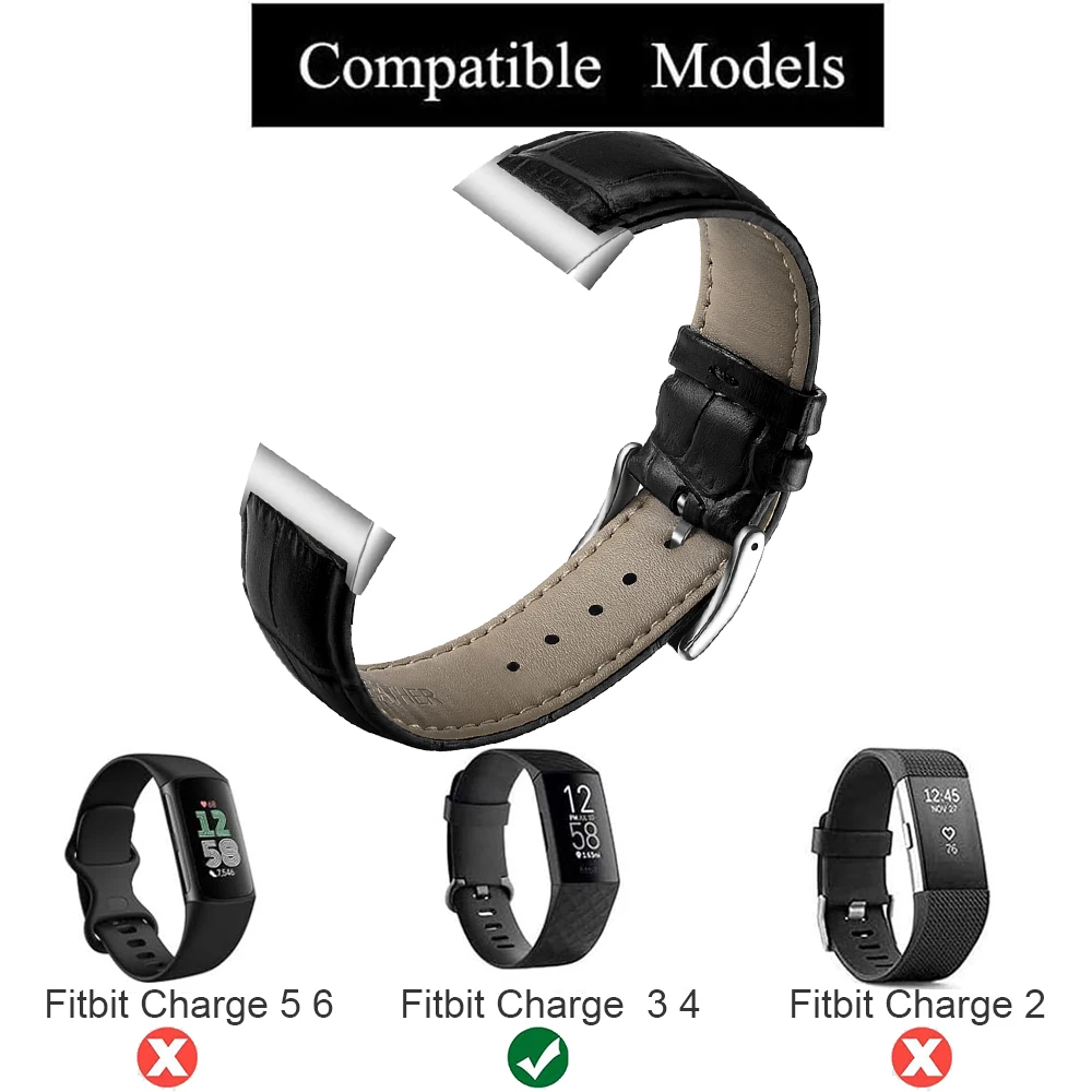 حزام من الجلد الناعم لساعة Fitbit Charge 3 4 للنساء والرجال سوار بحلقة لساعة Fitbit Charge 3 se مشبك حزام