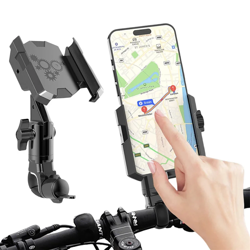 Clip per telefono per scooter per moto Supporto per telefono da ciclismo antiurto Supporto per telefono per bici girevole a 360° Supporto per staffa per moto da guida GPS